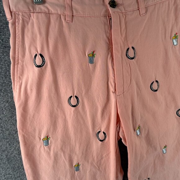 Castaway Nantucket Island Pants Embroidered Salmon Chino Horseshoes ACTL 30X28 - Picture 2 of 16